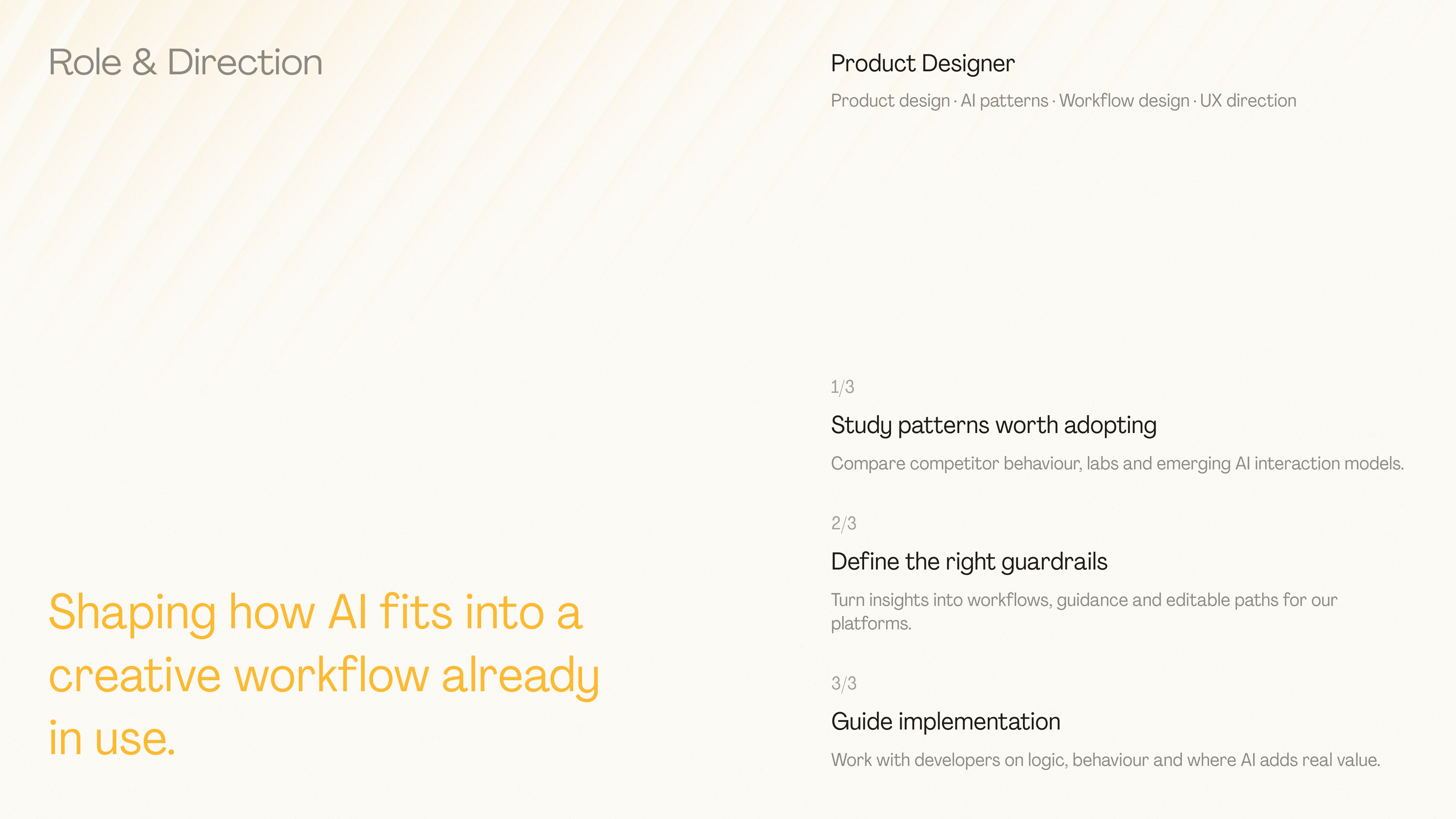 AI Workflow role and direction