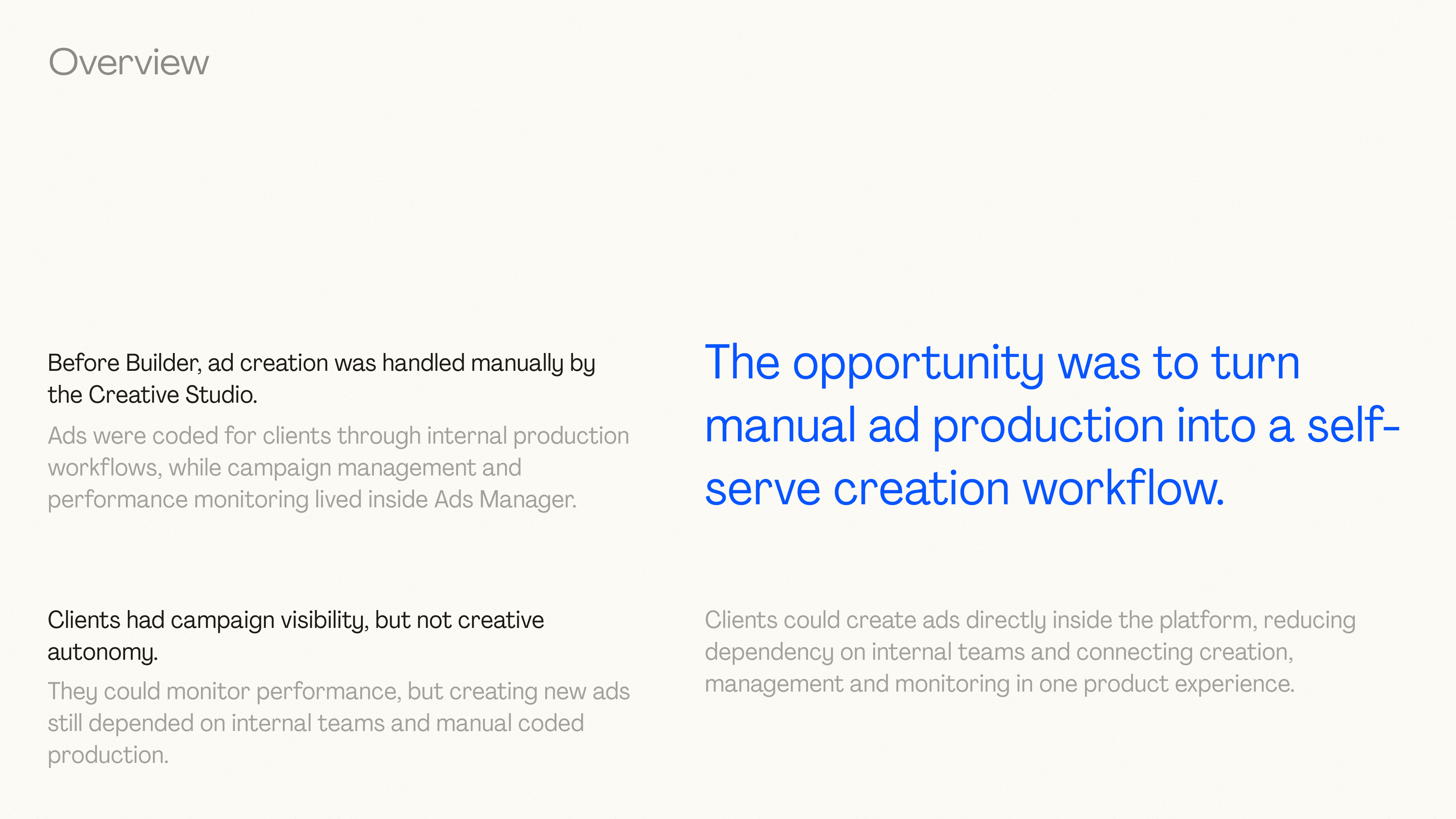 Creative Builder overview