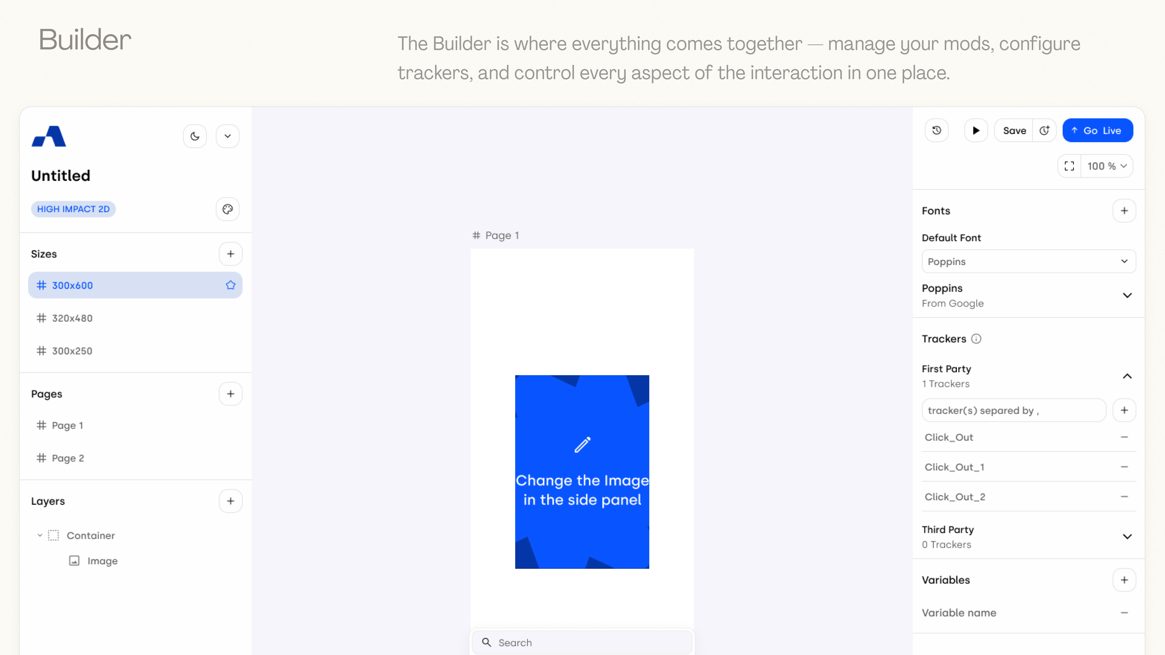 Creative Builder editor